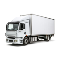 White cargo truck on white background