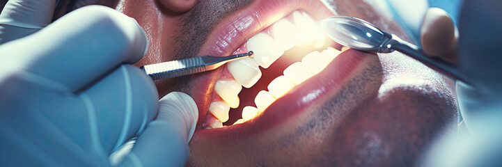 A dentist check up poster with copy space - Generative AI