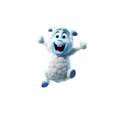 Fototapeta premium Realistic 3d illustration of cute sheep jumping happily isolated on transparent background ,generative ai