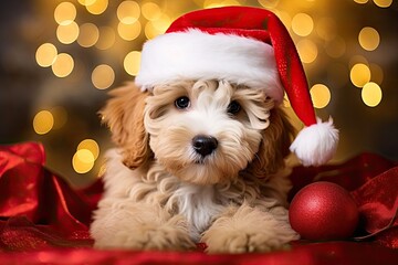 Doggy wearing a santa hat