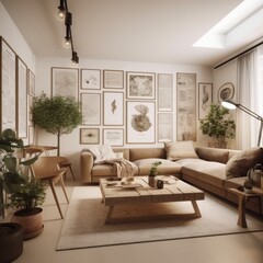 home interior design concept scandinavian interior style living room decoration home improvement and renovation beautiful daylight interior living area background,ai generate