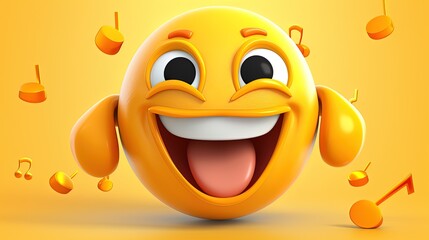 Yellow emoji with musical note element, generated by AI