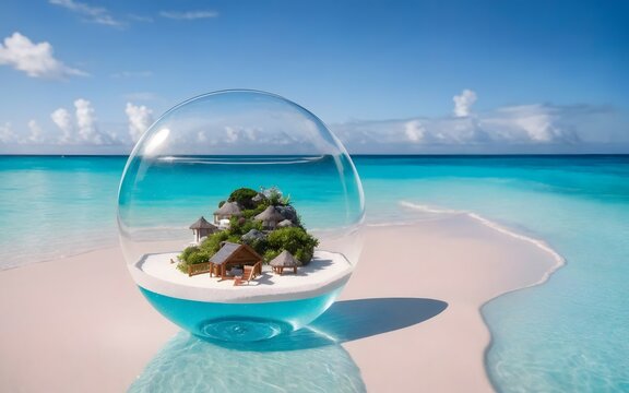 Safe vacation on a tropical island, generative ai