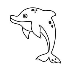 vector black and white dolphin icon isolated
