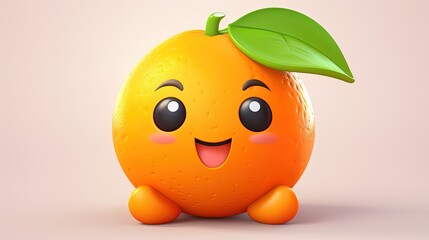 Cute smiling orange fruit emoji, generated by AI