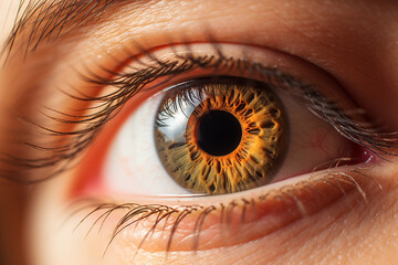 Fototapeta premium Extreme close up of female brown green eye. High quality photo