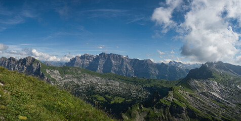 big panorama mountains in switzerland in summer