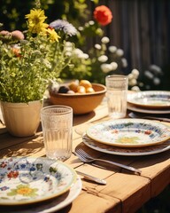 table setting in a garden