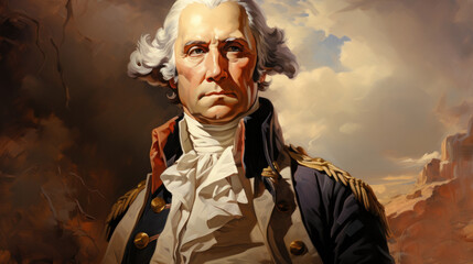 George Washington portrait in oil paint style. Generative AI. - obrazy, fototapety, plakaty