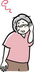 体調不良のシニア女性イラスト
