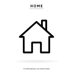 Minimal modern home, homepage, base, main page, house push button icon emblem symbol, sign. 3d blue home icon. Mobile app icons. Device UI UX mockup. Isolated vector elements.