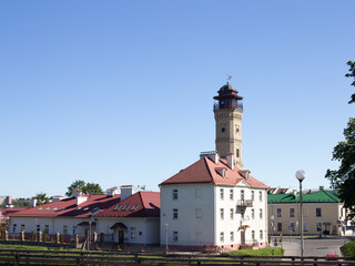 European castle on the Neman river, old building