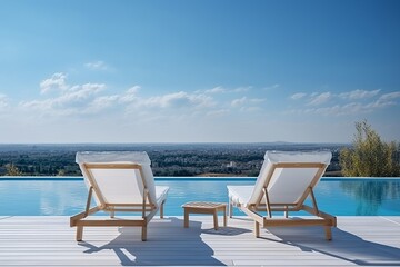 Fototapeta premium Modern and elegant villa with pool. AI generated
