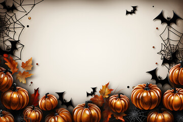 Banner for halloween pumpkins on a gray background. With Generative AI technology