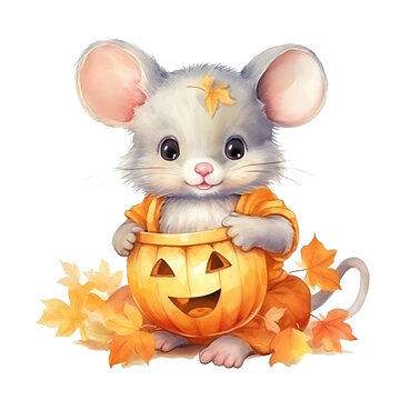 Cute Rat Halloween Watercolor
