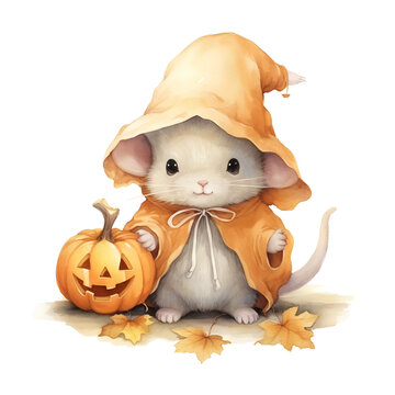 recommend clip art: Cute Rat Halloween Watercolor