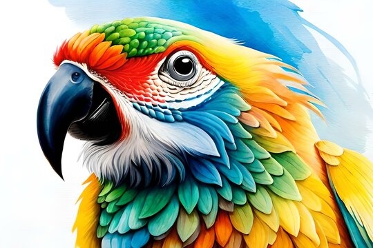 Multi color art image of a parrot with elegant eyes, By Generative AI technology