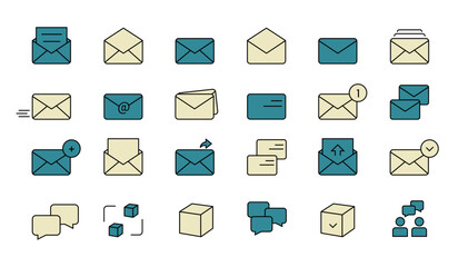 Communication Icons Set - Black Thin Line Vector Illustrations Isolated On White Background