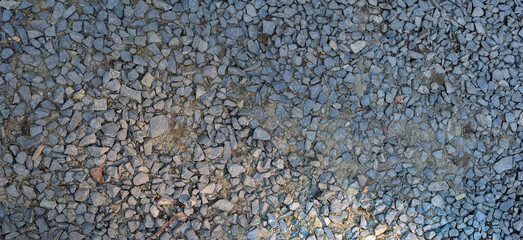 Panorama of Gray gravel floor texture and background seamless