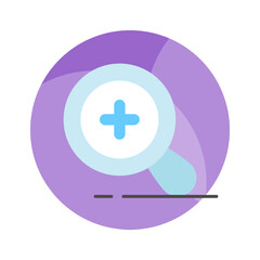 Plus sign inside the magnifier concept icon of zoom in, premium vector