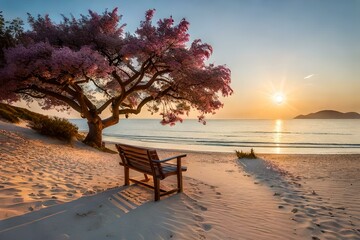 sunset on the beach generated Ai