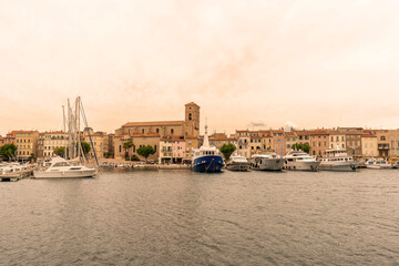 typical seaport of La ciotat south of france and european french riviera with luxury boats and old town