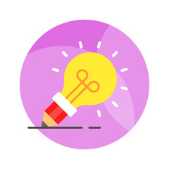 Light bulb with pencil denoting concept icon of creative writing, customizable design