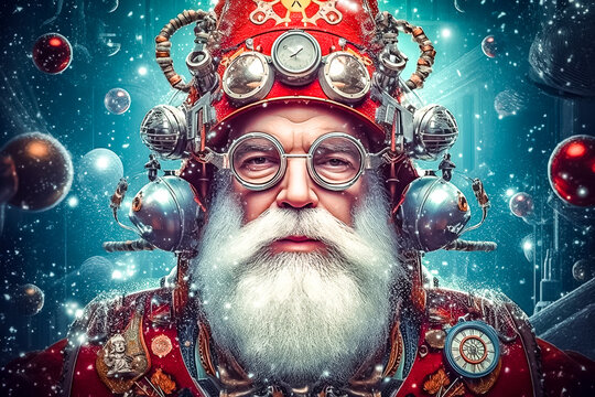 Portrait d'un Père Noël original - Générative IA
