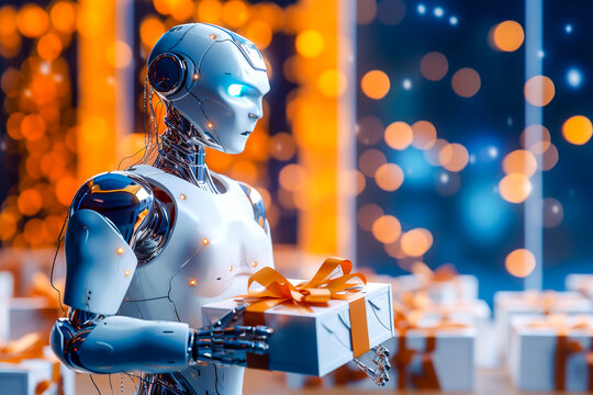 Robot ayant compris le concept de cadeau - Robot ressentant  un sentiment - G&eacute;n&eacute;rative IA