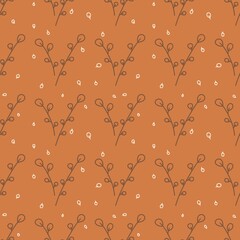 simple leaf pattern brown orange background