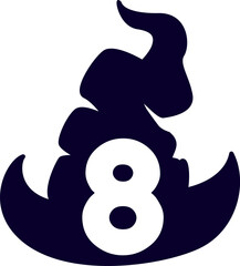 Number 8 Halloween wizard hat.