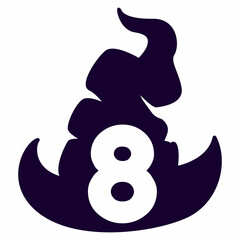 Number 8 Halloween wizard hat.