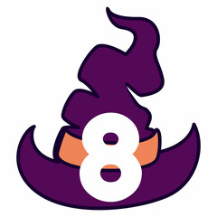 Number 8 Halloween wizard hat.