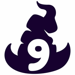 Number 9 Halloween wizard hat.
