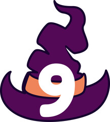 Number 9 Halloween wizard hat.