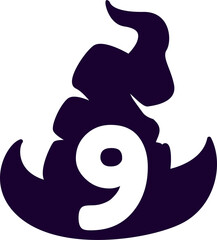 Number 9 Halloween wizard hat.