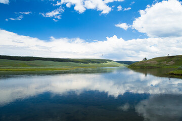 lake view with sky reflection in the water, Hayden Valley