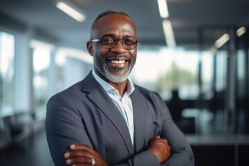 business businessman office mature middle aged meeting man portrait corporate manager black created using generative ai technology