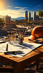 Naklejka premium Construction building equipment. Engineering architecture devices. Generative AI.