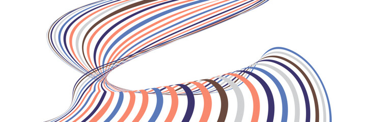 Obraz premium Wavy lines or ribbons. Multicolored striped gradient. Creative unusual background with abstract gradient wave lines for creating trendy banner, poster. Vector eps