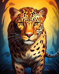 The leopard's face is shown close up with a blurry background. (Generative AI)
