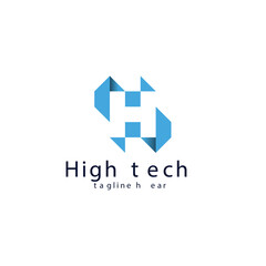 New Tech Logo Template with Circles letter H .Isolated vector illustration on blank background.