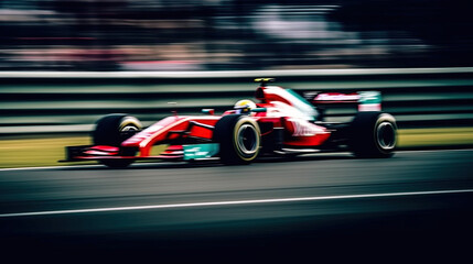 Formula 1 racing car in motion. Sport photography. Generative AI