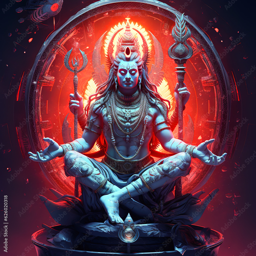 Wall mural lord shiva's meditation bathed in magical glow