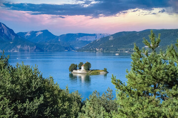 The lake of Serre-Poncon in France, beautiful landscape in summer