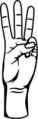 hand with thumb up 3 finger  Symbol Hand Gesture