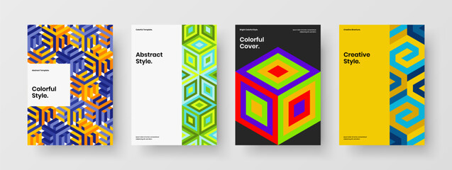 Obraz premium Simple geometric shapes poster layout composition. Trendy company brochure A4 design vector concept collection.