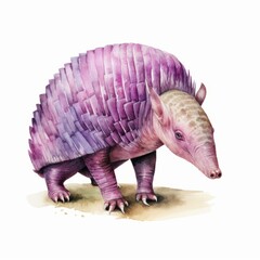 Watercolor illustration armadillo by hand draw isolated on white background.