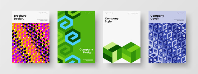 Simple mosaic tiles presentation concept collection. Amazing corporate identity design vector template bundle.