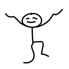Happy Stick Man jumping And Celebrating.